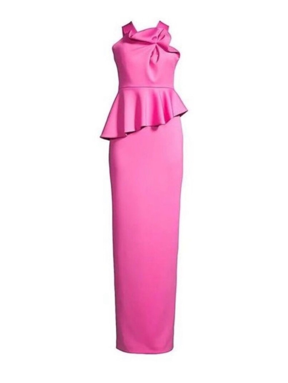 Black Halo Pink Asymmetric Peplum Gown
